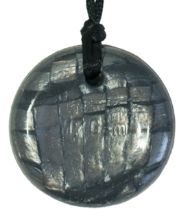 Steel gray Wolf disc pendant